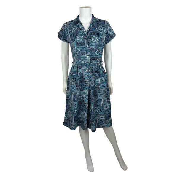 blue 50s style dress Blue Zone | spring and summer polka dot dress main image 1